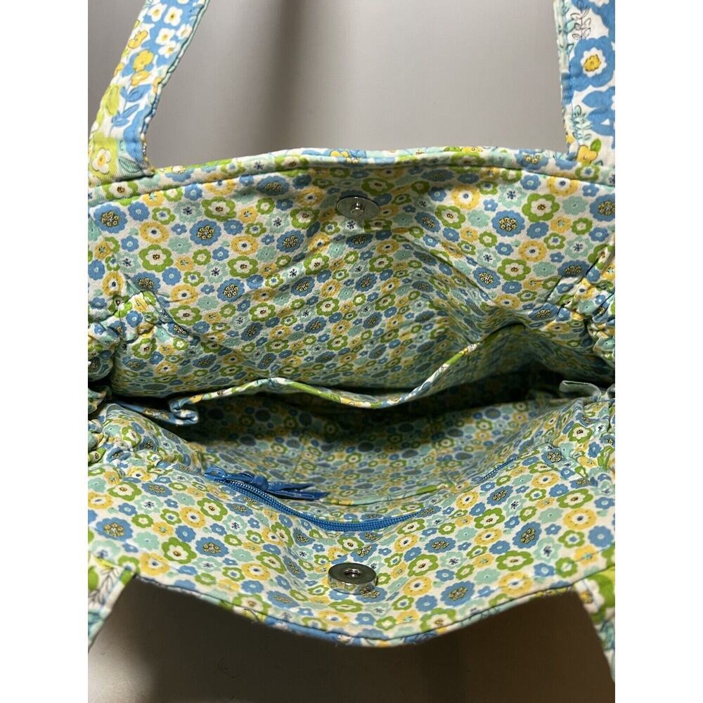 VERA BRADLEY Green Yellow Blue Petals Quilted Floral Tote Shoulder Bag Purse - Picture 8 of 11